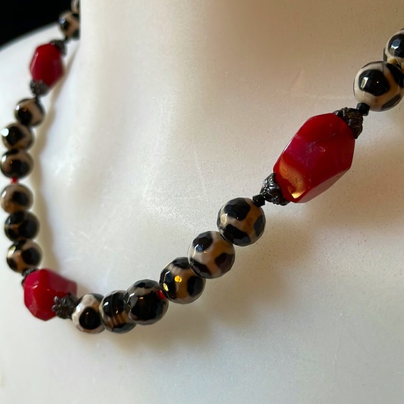 NWT Leopard Jasper, Red Coral and Sterling Silver Necklace - Picture 2 of 4